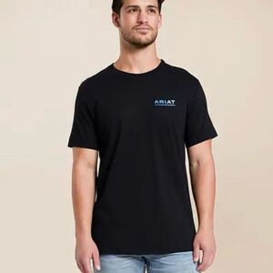 Ariat Men's XL Black Graphic Print T-Shirt Crew Neck Logo Tee‎